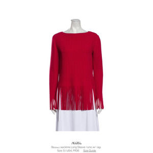 ALAIA LONG SLEEVE FRINGE TUNIC BATEAU NECKLINE NEW WITH TAGS reg. $2,850